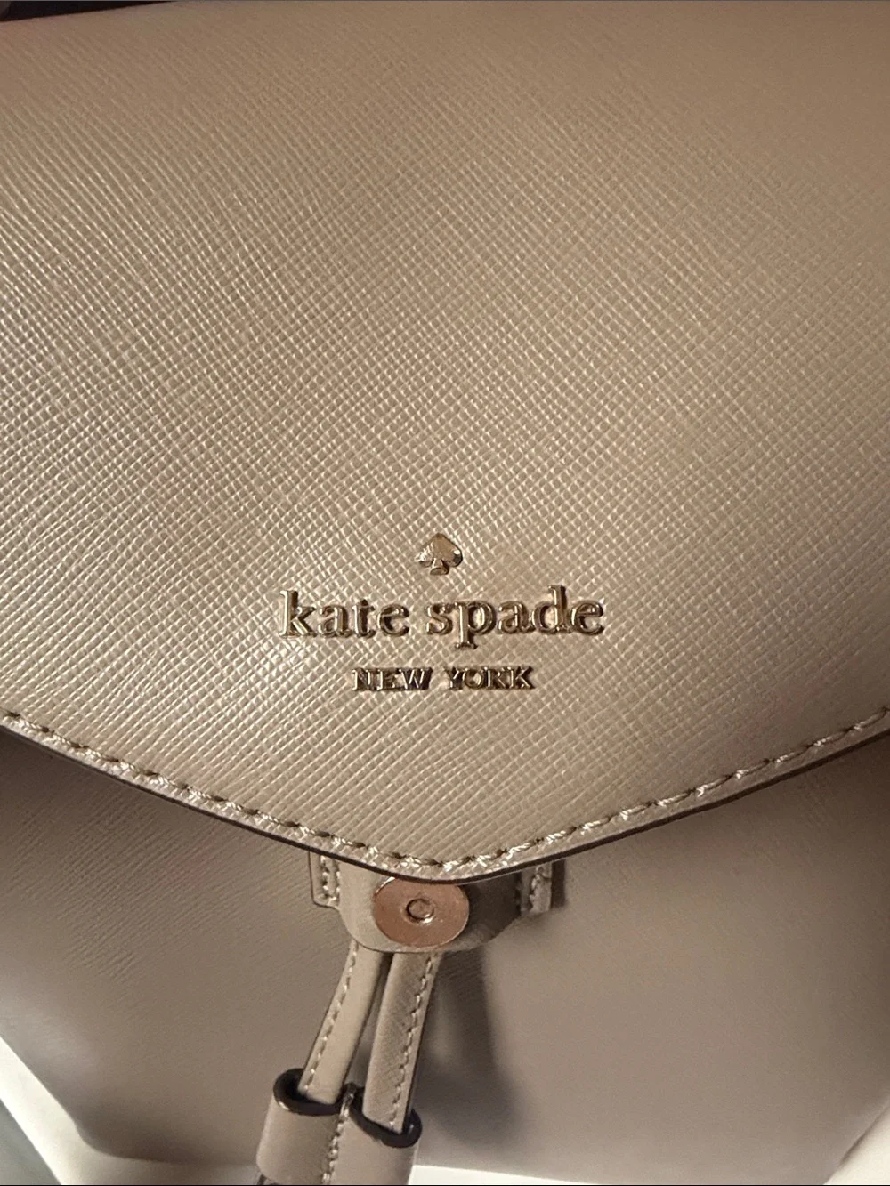 kate spade leather mini backpack in taupe gray